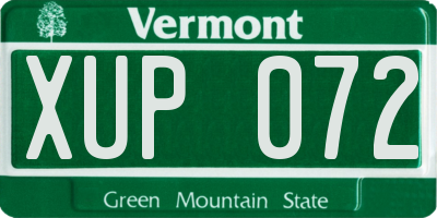 VT license plate XUP072