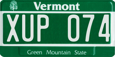 VT license plate XUP074