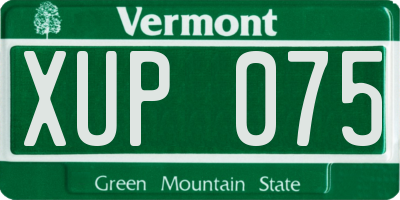 VT license plate XUP075