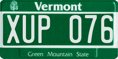 VT license plate XUP076