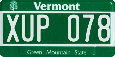 VT license plate XUP078