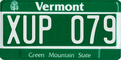 VT license plate XUP079