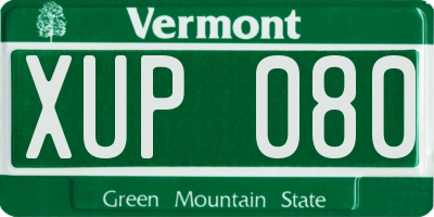 VT license plate XUP080