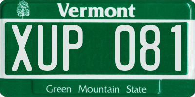 VT license plate XUP081