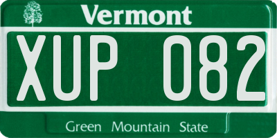 VT license plate XUP082