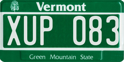 VT license plate XUP083