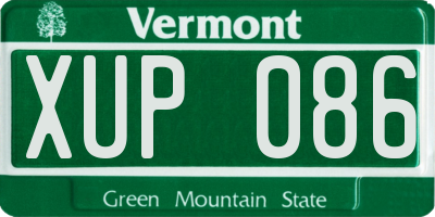 VT license plate XUP086