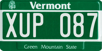 VT license plate XUP087