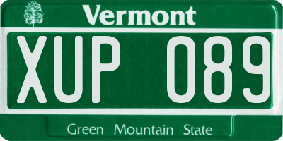 VT license plate XUP089