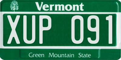 VT license plate XUP091