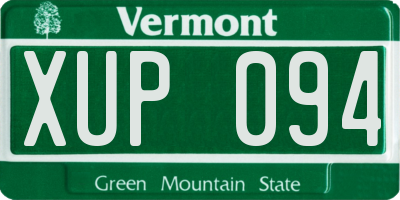 VT license plate XUP094