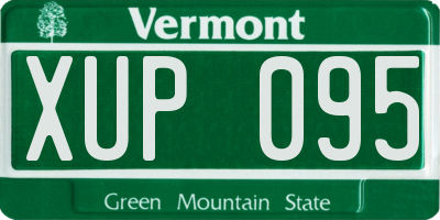 VT license plate XUP095