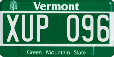VT license plate XUP096