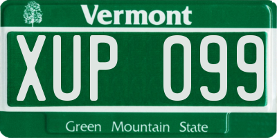 VT license plate XUP099