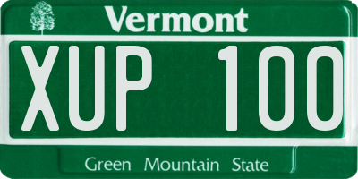 VT license plate XUP100
