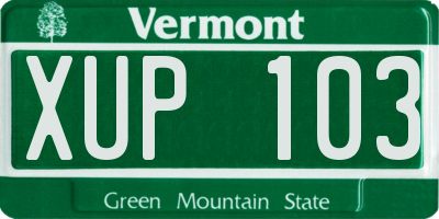 VT license plate XUP103