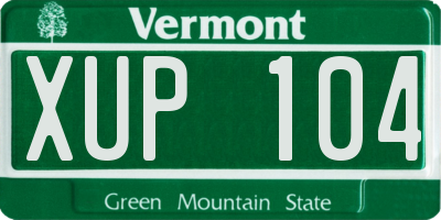 VT license plate XUP104
