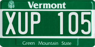VT license plate XUP105