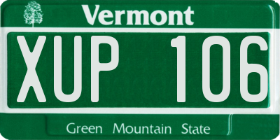 VT license plate XUP106