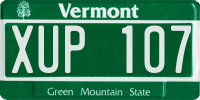VT license plate XUP107