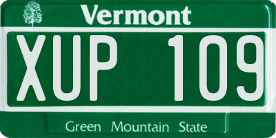 VT license plate XUP109