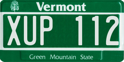 VT license plate XUP112