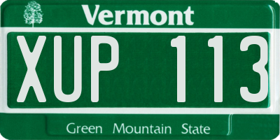 VT license plate XUP113