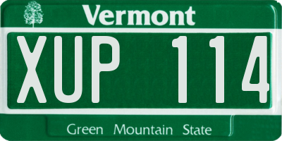 VT license plate XUP114