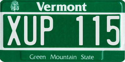 VT license plate XUP115