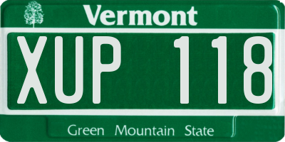 VT license plate XUP118