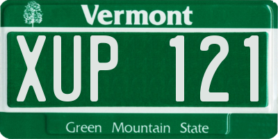 VT license plate XUP121