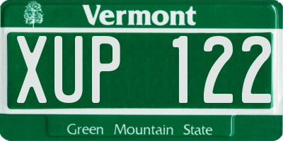 VT license plate XUP122