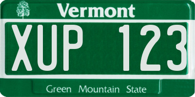 VT license plate XUP123
