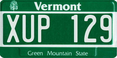 VT license plate XUP129