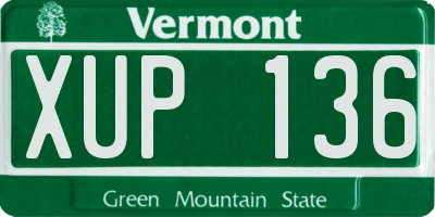 VT license plate XUP136