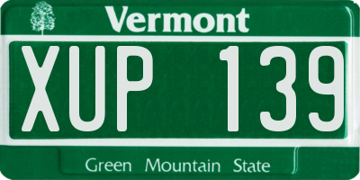 VT license plate XUP139