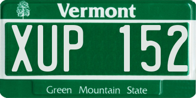 VT license plate XUP152