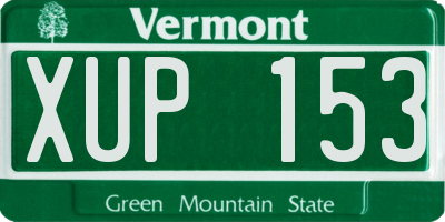 VT license plate XUP153