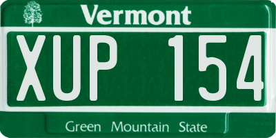 VT license plate XUP154