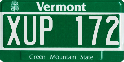 VT license plate XUP172