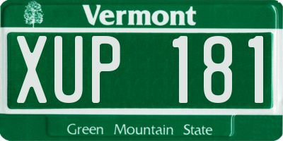 VT license plate XUP181