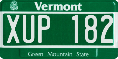 VT license plate XUP182