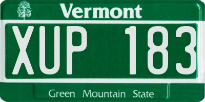 VT license plate XUP183