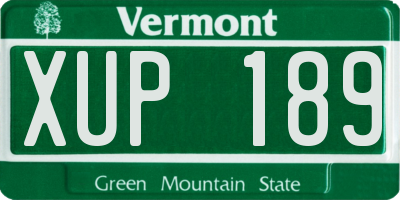 VT license plate XUP189