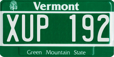VT license plate XUP192
