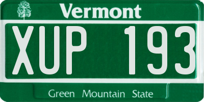 VT license plate XUP193