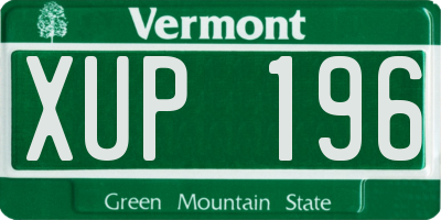 VT license plate XUP196