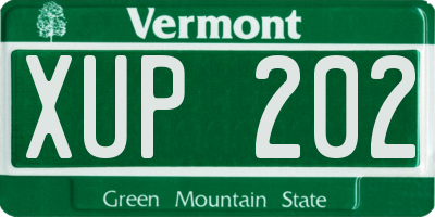 VT license plate XUP202
