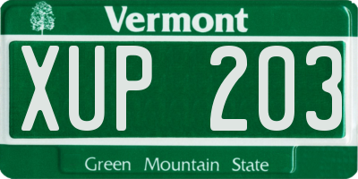 VT license plate XUP203