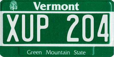 VT license plate XUP204